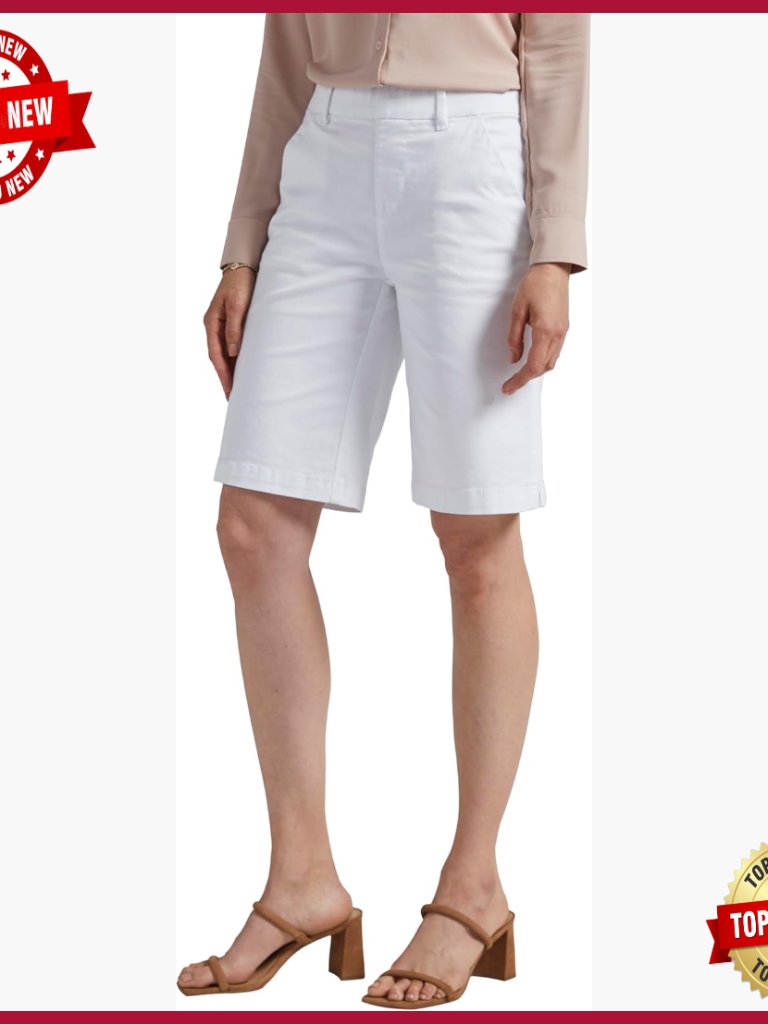 Mid Rise Pull-On Bermuda Shorts With Smoothing Waistband